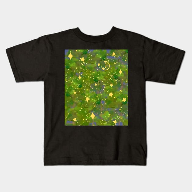 Starry night in forest Kids T-Shirt by SkyisBright